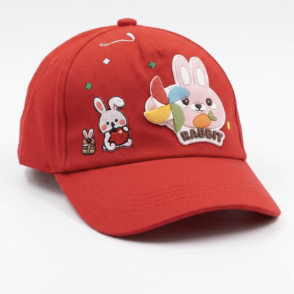 Kids Baseball Cap with Cute Bunny Cartoon Design | Adjustable Velcro Cap for Boys & Girls | Soft Cotton Cap for Kids |