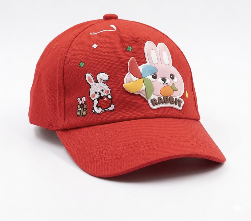 Kids Baseball Cap with Cute Bunny Cartoon Design | Adjustable Velcro Cap for Boys & Girls | Soft Cotton Cap for Kids |
