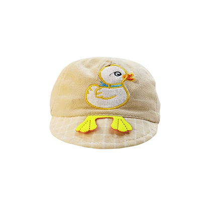 Cream Duckling Baby Hat with 3D Feet