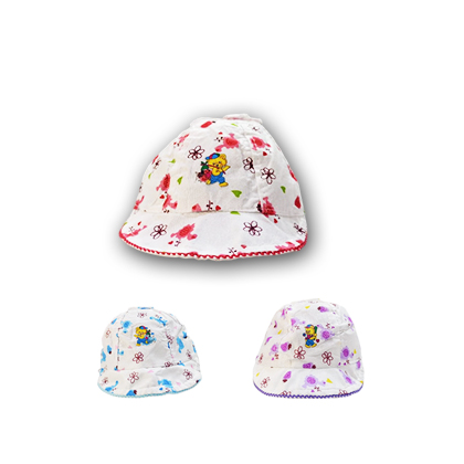 3-Pack Infant Floral & Bear Print Soft Cotton Sun Hats - Image 2